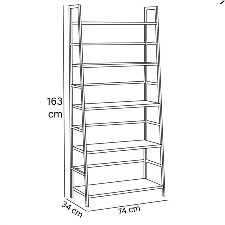 Scaffale Industrial 5 Livelli Mobile Libreria Unità di Mensole 74x34x163 cm Nero