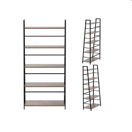 Scaffale Industrial 5 Livelli Mobile Libreria Unità di Mensole 74x34x163 cm Nero