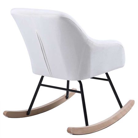 Sedia Dondolo Poltrona Relax Tessuto Imbottito Stile Moderno 60x78x78cm, Bianco