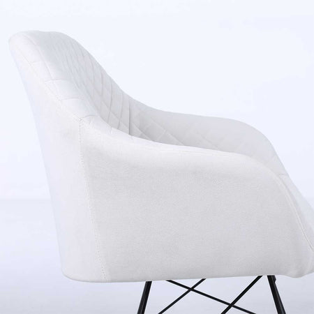 Sedia Dondolo Poltrona Relax Tessuto Trapuntato Stile Moderno 75x58x80cm, Bianco
