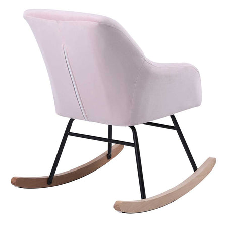 Sedia Dondolo Poltrona Relax Tessuto Imbottito Stile Moderno 60x78x78cm Rosa