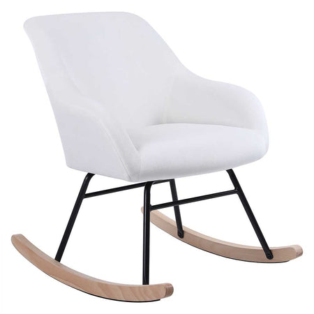 Sedia Dondolo Poltrona Relax Tessuto Imbottito Stile Moderno 60x78x78cm, Bianco