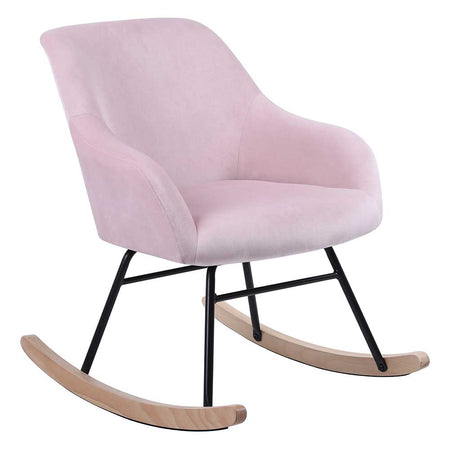 Sedia Dondolo Poltrona Relax Tessuto Imbottito Stile Moderno 60x78x78cm Rosa