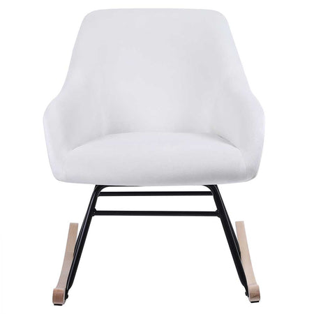 Sedia Dondolo Poltrona Relax Tessuto Imbottito Stile Moderno 60x78x78cm, Bianco