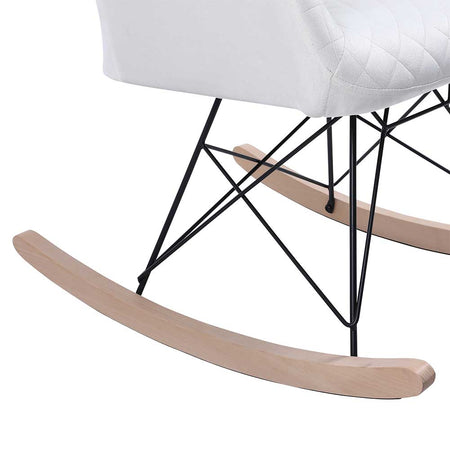 Sedia Dondolo Poltrona Relax Tessuto Trapuntato Stile Moderno 75x58x80cm, Bianco