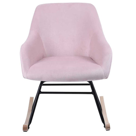 Sedia Dondolo Poltrona Relax Tessuto Imbottito Stile Moderno 60x78x78cm Rosa