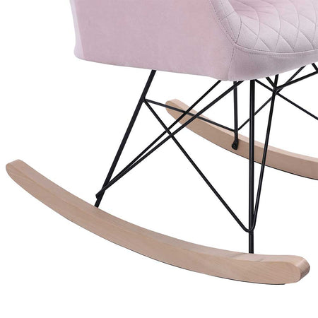 Sedia Dondolo Poltrona Relax Tessuto Trapuntato Stile Moderno 75x58x80cm, Rosa