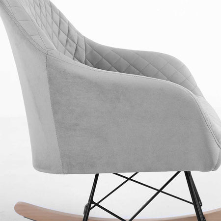 Sedia Dondolo Poltrona Relax Tessuto Trapuntato Stile Moderno 75x58x80cm, Grigio