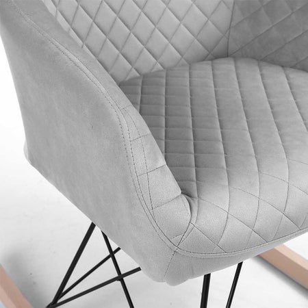 Sedia Dondolo Poltrona Relax Tessuto Trapuntato Stile Moderno 75x58x80cm, Grigio