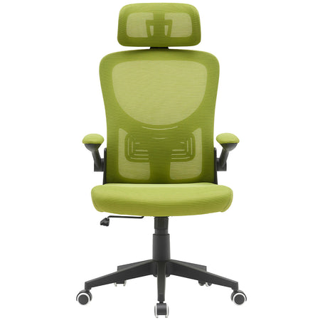 Sedia da Ufficio Tessuto Traspirante Schienale Inclinabile Verde Poltrona da Scrivania Girevole