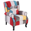 Poltrona Reclinabile Patchwork in Tessuto Vintage Seduta Comoda con Braccioli