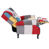 Poltrona Reclinabile Patchwork in Tessuto Vintage Seduta Comoda con Braccioli