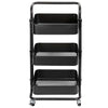 Carrello Cucina Trolley in Metallo 3 Cesti 43x36 H85 4 Ruote Nero Salvaspazio