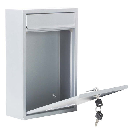 Cassetta Postale in Acciaio Buca per Lettere Interno Esterno Doppia Chiave Bianco