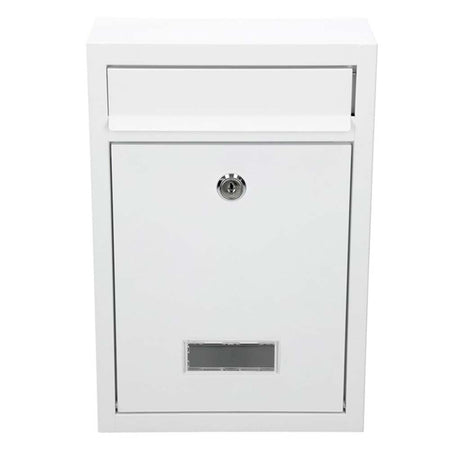 Cassetta Postale in Acciaio Buca per Lettere Interno Esterno Doppia Chiave Bianco