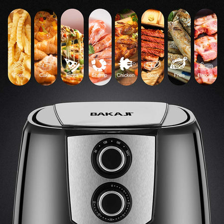 Friggitrice ad Aria Calda Senza Olio Timer 4,4Lt 1400W Frigge e Cuoce 4-6persone