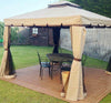 Gazebo 3X3 mt In Alluminio Telo Impermeabile Anti UV Zanzariere laterali Moka