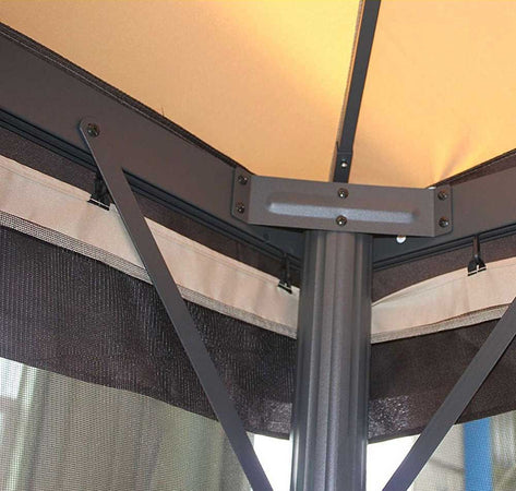 Gazebo 3X3 mt In Alluminio Telo Impermeabile Anti UV Zanzariere laterali Moka