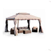 Gazebo 3X3 mt In Alluminio Telo Impermeabile Anti UV Zanzariere laterali Moka