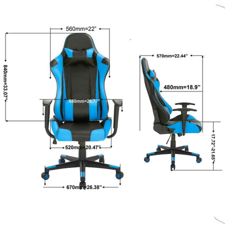 Sedia Poltrona Gaming Ufficio Scrivania, Gioco Reclinabile Girevole 2 cuscini