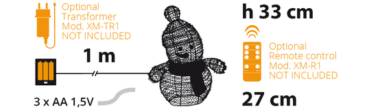 Pupazzo di Neve in metallo a batteria per Interni h 33 cm