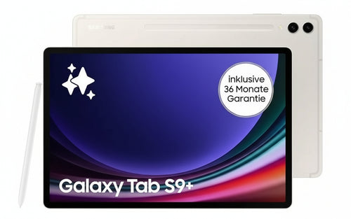 Samsung Galaxy Tab S9+ Android Tablet, 5G, 256 GB / 12 GB RAM, MicroSD Card Slot, incl. S Pen, Simlock-free without contract, beige -