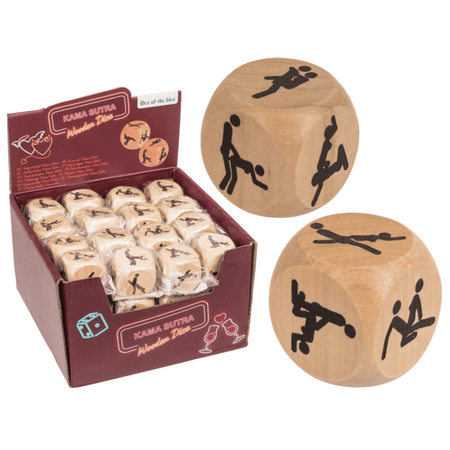 Piccolo dado in legno con figure posizioni del Kamasutra mm 30x30