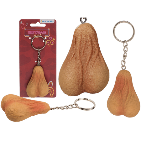 Portachiavi palle testicoli realistici in poliresina rosa carne cm 6