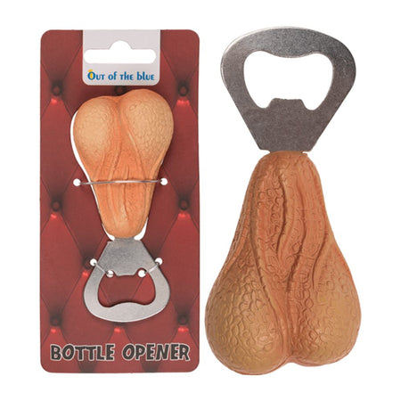 Apribottiglie palle testicoli realistici in poliresina rosa carne cm 7 x 10