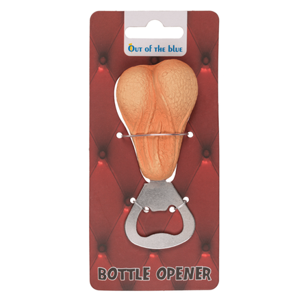 Apribottiglie palle testicoli realistici in poliresina rosa carne cm 7 x 10
