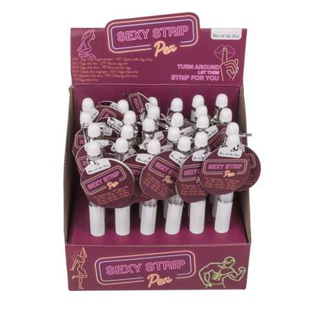 Penna a sfera sexy con donna in intimo che si spoglia