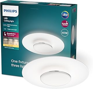 Philips LED SceneSwitch Garnet Ceiling Light (40 W), LED Light with Three Dimming Levels and Warm White Light, LED Lighting with EyeComfort, White
