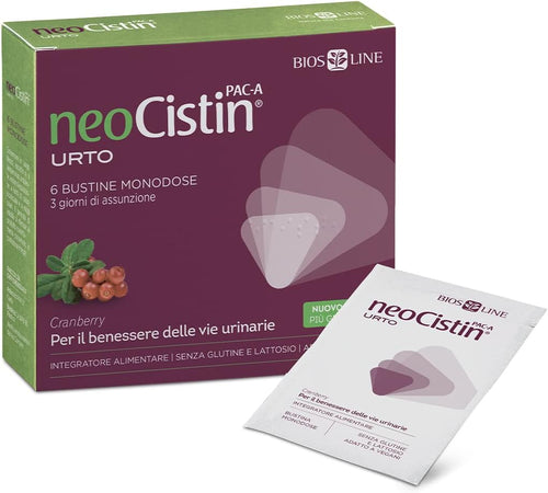 NEOCISTIN PAC-A Urto, Integratore Alimentare Per il Benessere Delle Vie Urinarie, con Cranberry (Mirtillo Rosso Americano), 6 Bustine