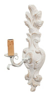 Biscottini Lampada Applique Shabby in legno e ferro finitura bianco anticato Made In Italy