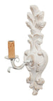 Biscottini Lampada Applique Shabby in legno e ferro finitura bianco anticato Made In Italy