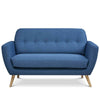 Divano 2 Posti in Tessuto Imbottito con Braccioli Bottoni 150x80x86 cm Blu