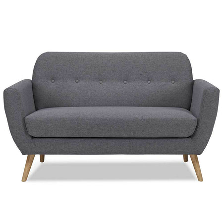 Divano 2 Posti in Tessuto Imbottito con Braccioli Bottoni 150x80x86 cm Grigio