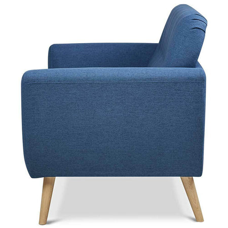 Divano 2 Posti in Tessuto Imbottito con Braccioli Bottoni 150x80x86 cm Blu