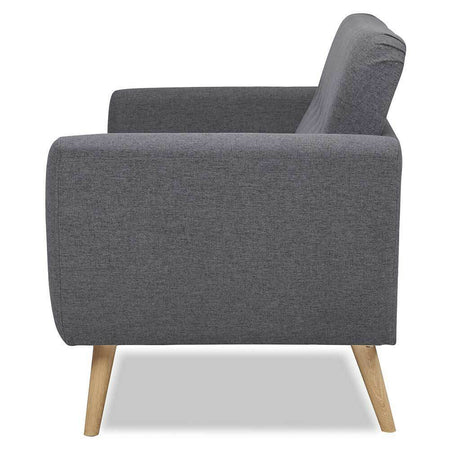 Divano 2 Posti in Tessuto Imbottito con Braccioli Bottoni 150x80x86 cm Grigio