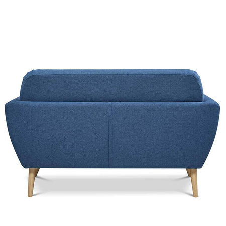 Divano 2 Posti in Tessuto Imbottito con Braccioli Bottoni 150x80x86 cm Blu