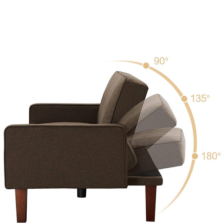 Divano Ribaltabile Letto Clik Clak 3 Posti Tessuto Imbottito Recliner Marrone