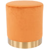 Pouf Poggiapiedi Velluto, Struttura Legno Base dorata 31x31x38cm Arancio