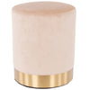 Pouf Poggiapiedi Velluto, Struttura Legno Base dorata 31x31x38cm Beige