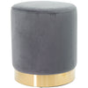 Pouf Poggiapiedi Velluto, Struttura Legno Base dorata 31x31x38cm Grigio