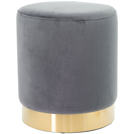 Pouf Poggiapiedi Velluto, Struttura Legno Base dorata 31x31x38cm Grigio