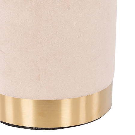 Pouf Poggiapiedi Velluto, Struttura Legno Base dorata 31x31x38cm Beige