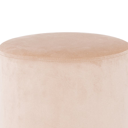 Pouf Poggiapiedi Velluto, Struttura Legno Base dorata 31x31x38cm Beige