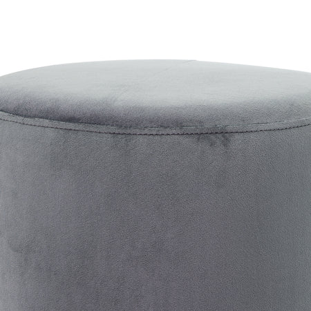 Pouf Poggiapiedi Velluto, Struttura Legno Base dorata 31x31x38cm Grigio