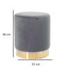 Pouf Poggiapiedi Velluto, Struttura Legno Base dorata 31x31x38cm Grigio