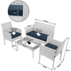 Set da Giardino 4pz in Polyrattan 2 Poltrone 1 Tavolino 1 Divano uso Esterno Bianco